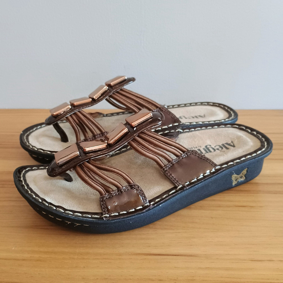 Alegria Shoes - Alegria Sandals Womens 35 Bronze Leather Casual Slip On Pisa Sandal PIS-26